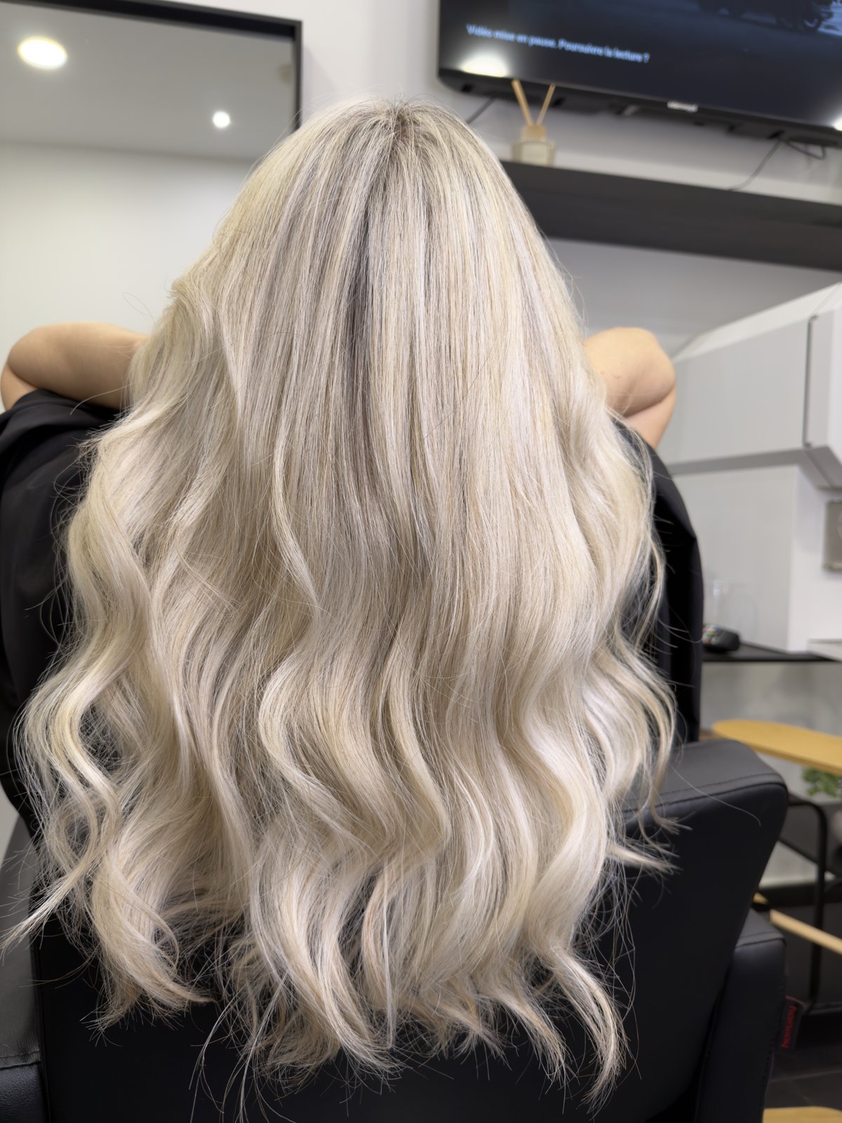 Platinum blonde balayage by Dita